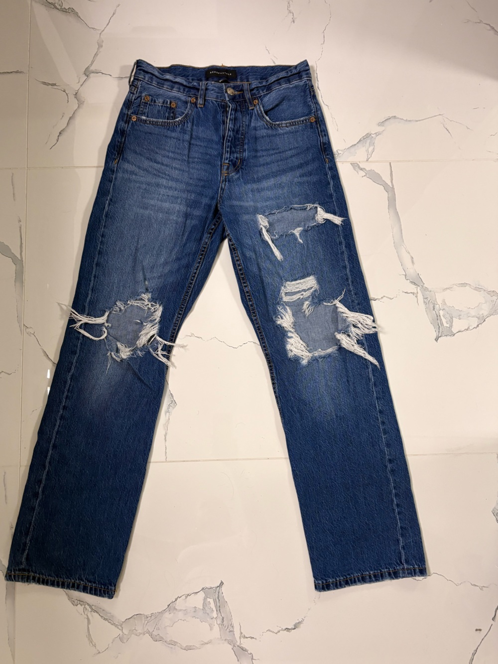Aeropostale Ripped Dark Blue Baggy Jeans